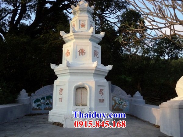 Mẫu bảo tháp - mộ tháp phật giáo bằng đá trắng cao cấp thiết kế hiện đại bán chạy nhất 2022