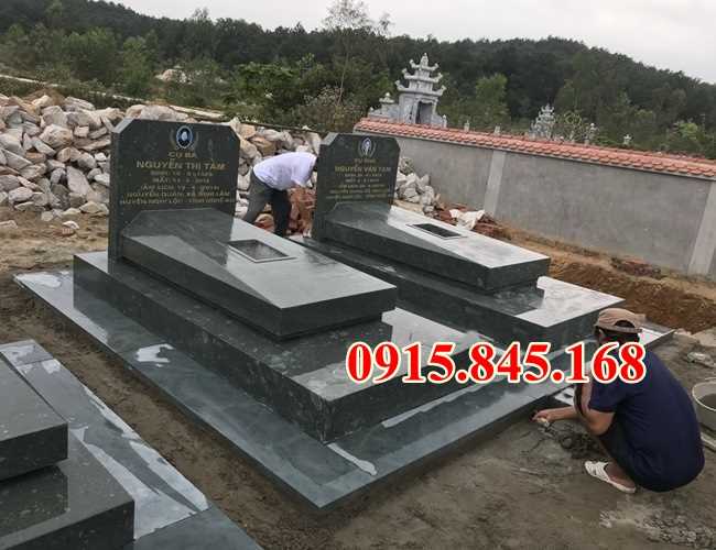 33 Mẫu mộ đá xanh rêu cẩm thạch ngọc bích đôi bán tại Hà Nội - Hải Phòng