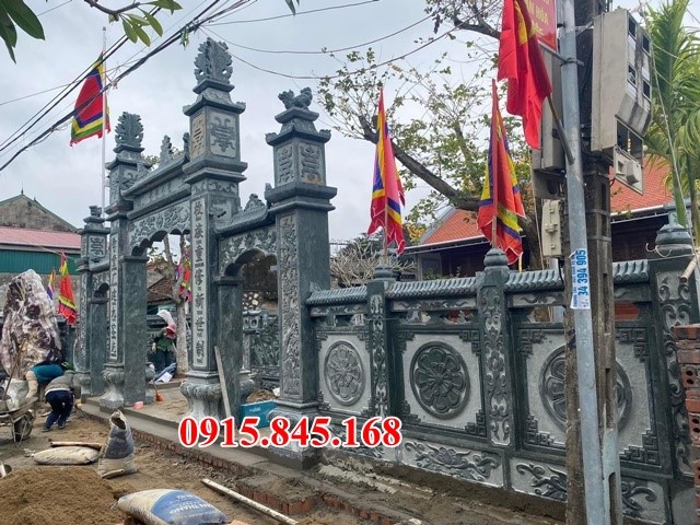 Mẫu cổng đá - Cổng nhà thờ gia tiên dòng họ bằng đá khối Vĩnh Long Tiền Giang
