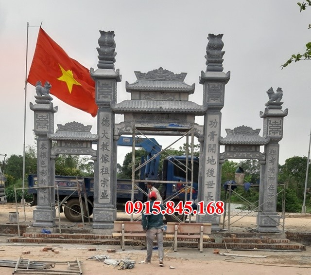 Mẫu cổng đá - Cột Cổng khu lăng thờ mộ gia tiên gia tộc đình chùa