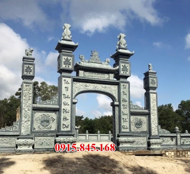 Mẫu cổng đá khu lăng mộ nghĩa trang đẹp - cổng tam quan tứ trụ