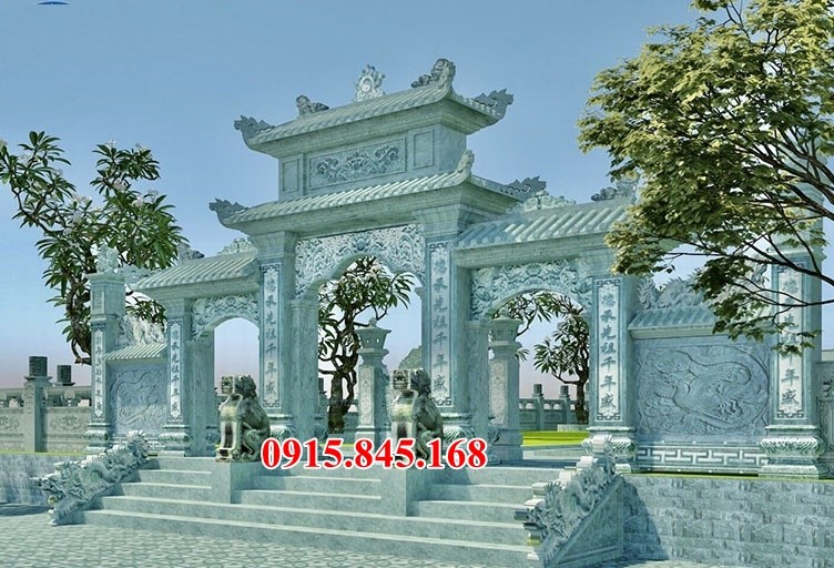 Mẫu cổng đá khuôn viên nghĩa địa nhà mồ đẹp - cổng tam quan tứ trụ