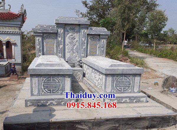 Mãu mộ đá đôi - Mồ mả gia đình ba má anh em bằng đá khối Ninh Bình Thanh Hoá