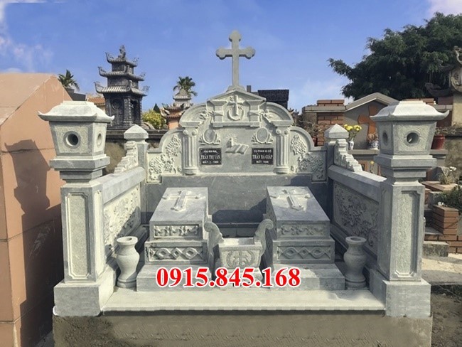 Mẫu mộ đá đôi công giáo đẹp nhất - lăng mộ đạo thiên chúa cao cấp