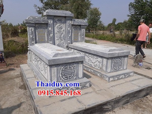 Mãu mộ đá đôi - mồ mả gia đình ông bà anh em ba má cất để hài cốt đẹp bằng đá thiết kế hiện đại Đắk Nông Lâm Đồng