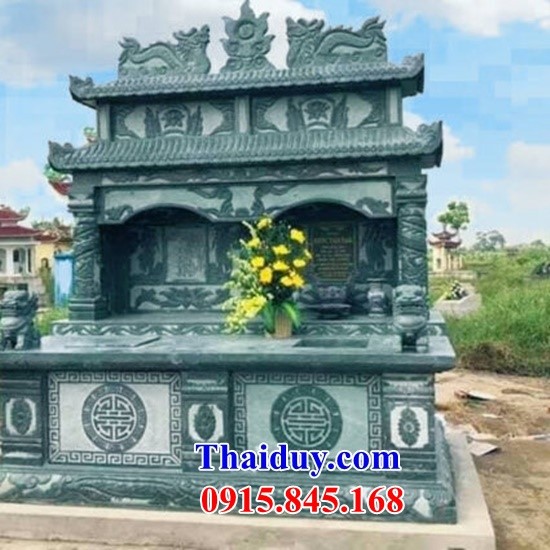 Mãu mộ đôi - mộ đá gia đình ông bà anh em kích thước chuẩn phong thuỷ bán tại Thái Bình Nam Định