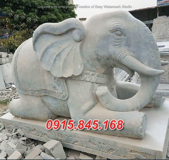 Mẫu voi đá nằm tượng voi phục thờ đình đền chùa miếu nhà thờ từ đường