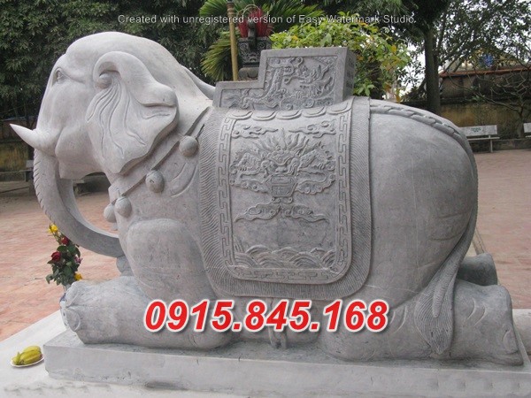 Mẫu voi đá nguyên liền khối tượng voi phục thờ đình đền chùa miếu nhà thờ từ đường