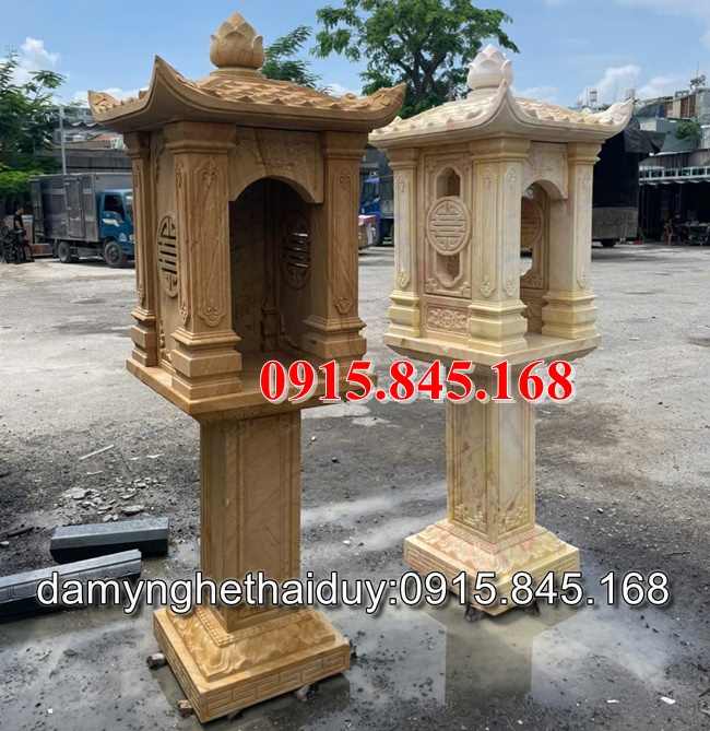 Am381- thờ đồng tháp đá khối để tro cốt