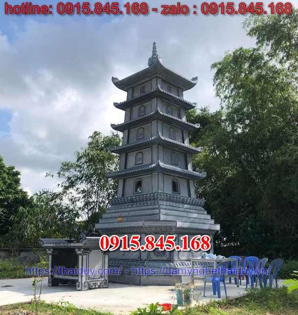 01 Mộ tháp đá để thờ tro cốt mộ sư vườn bảo tháp 2024