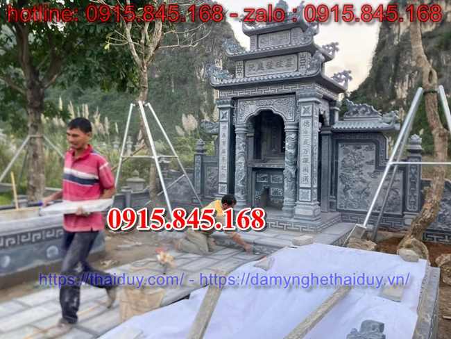 73 Mộ chôn tươi 1 một lần hậu giang đá khối - xanh vàng trắng granite