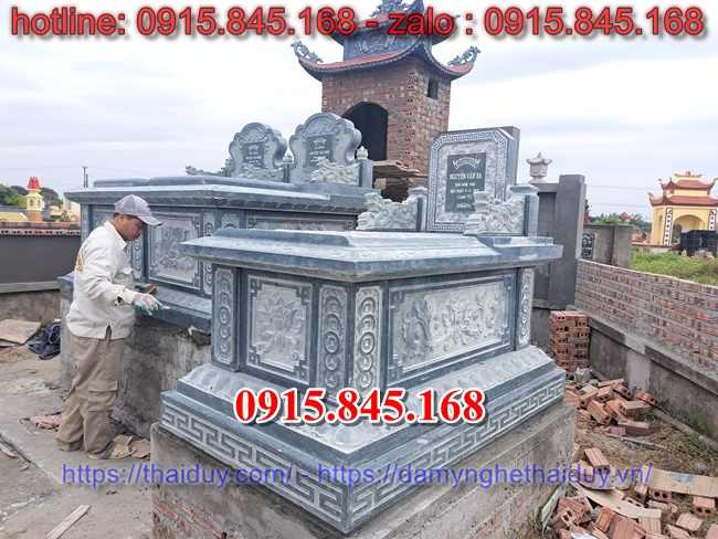 Mẫu 34 mộ đá chôn tươi 1 một lần thái nguyên - xanh vàng trắng granite