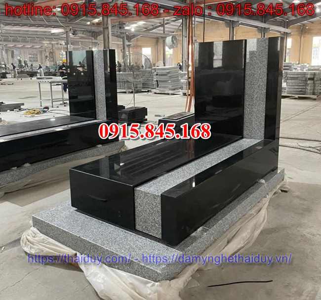 46 Mộ đá granite hoa cương yên bái đơn giản - đôi tam cấp