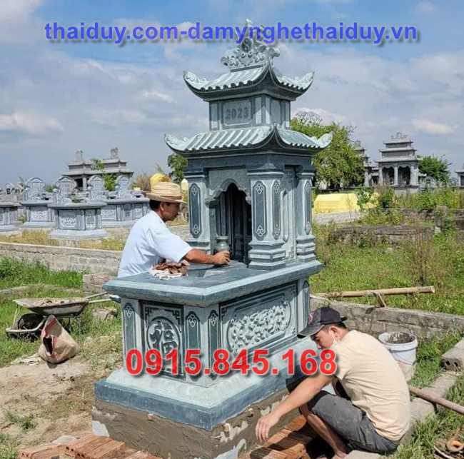 Chế tác 52 bia mộ đá khối bán đồng tháp - quây úp chụp đơn giản