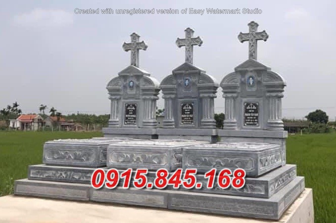 Làm 38 mộ công giáo đá đẹp bán tây ninh - granite hoa cương xanh đen