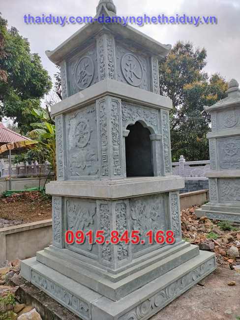 Mẫu 74 bia lăng mộ tháp đá granite quảng ngãi - hoa cương granite xanh đen