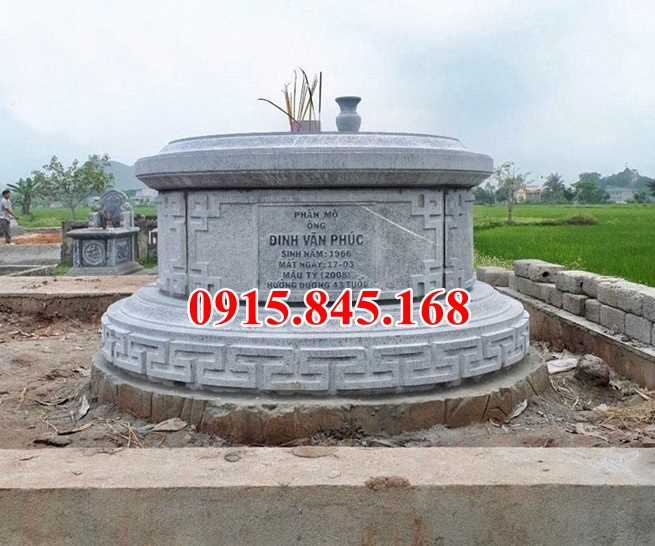 Mẫu 79 mộ tròn đá xanh granite đẹp cao bằng 02