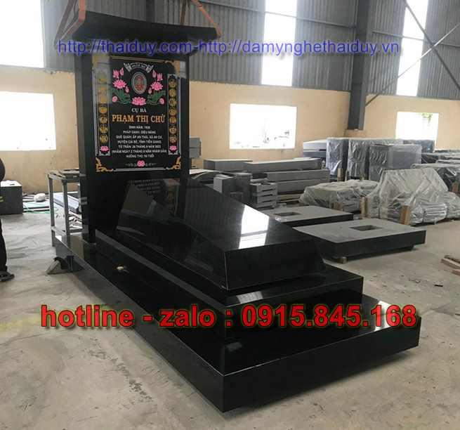 Mộ bán vĩnh phước xây đá granite hoa cương - đôi tam cấp đơn giản