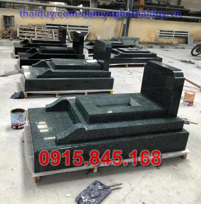 Xây 82 bia mộ đá granite xanh bán thanh hoá - quây úp chụp đơn giản