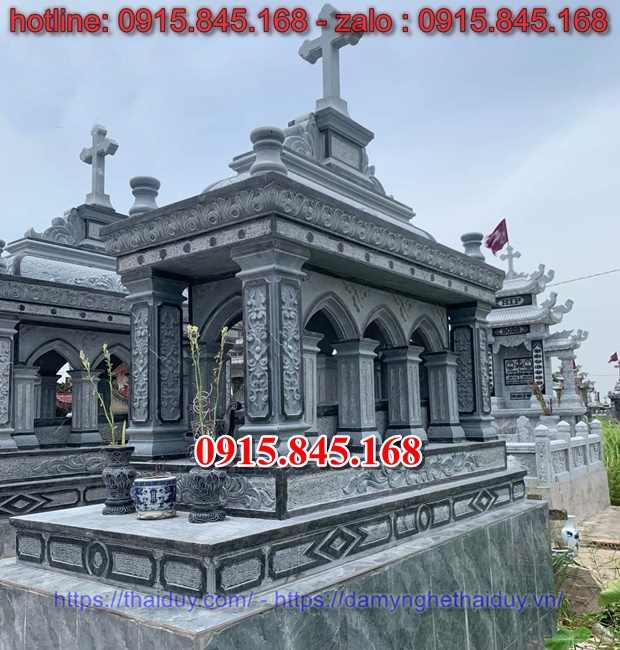 giá 39 mộ công giáo xây đá granite bạc liêu - ốp chụp quây đôi tam cấp
