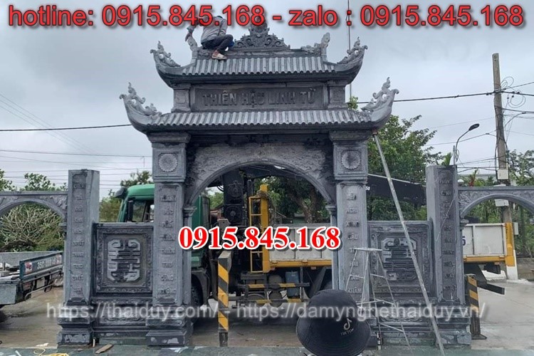 Bến tre ốp dán 1023 trụ cột cổng đá chùa miếu