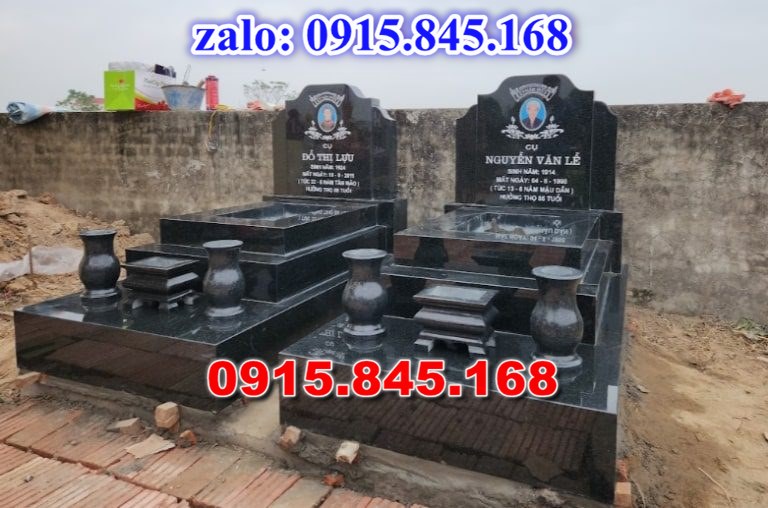 Mộ đôi cất để giữ tro cốt bằng đá tam cấp nguyên khối, mẫu mộ đá đôi song thân phu thê có mái, mẫu mộ đôi ông bà xây gạch đá xi măng, mẫu mộ đôi bố mẹ ốp đá granite hoa cương, Mộ đôi gia đình ba má đá cẩm thạch đơn giản,